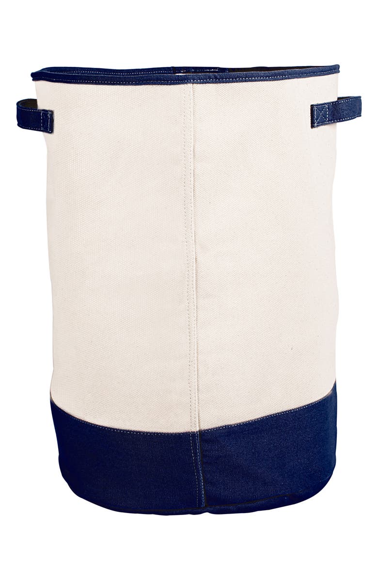 Cathy's Concepts Monogram Round Canvas Hamper, Alternate, color,