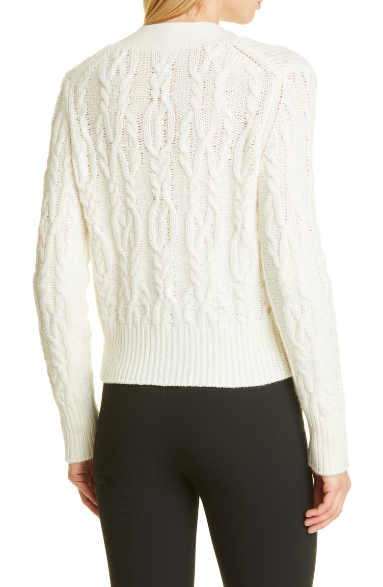Vince Triple Braid Cable Wool & Cashmere Cardigan, Alternate, color, 