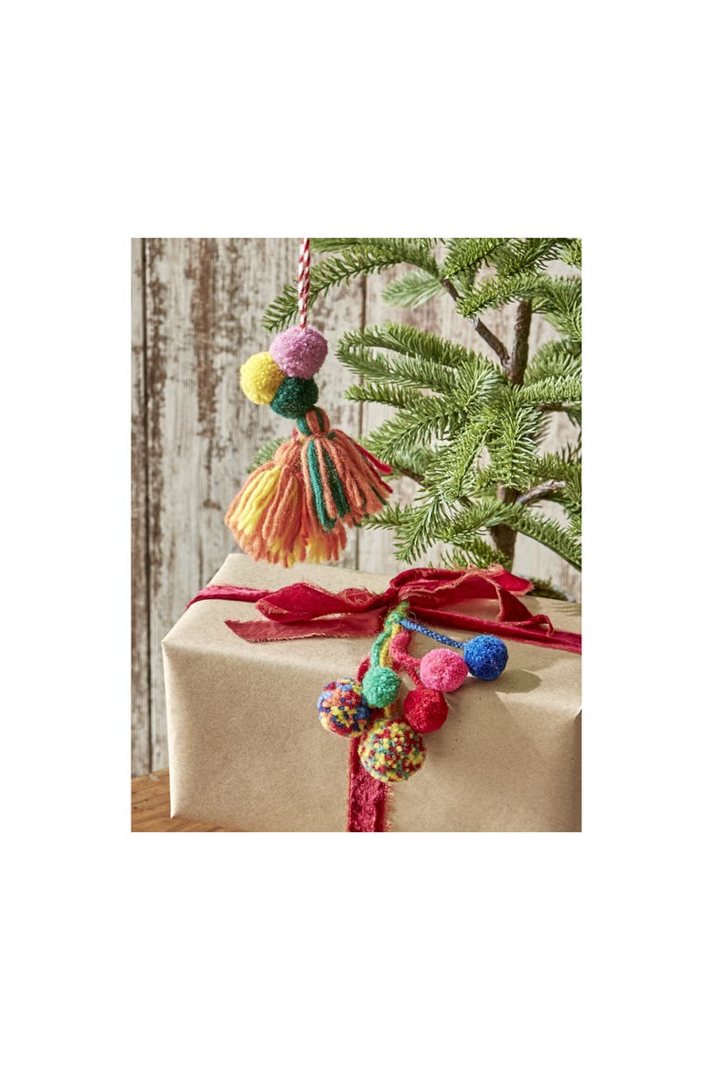 Handmade Multicolor Pompom Tree Ornaments Holiday Decor, Alternate, color, Green
