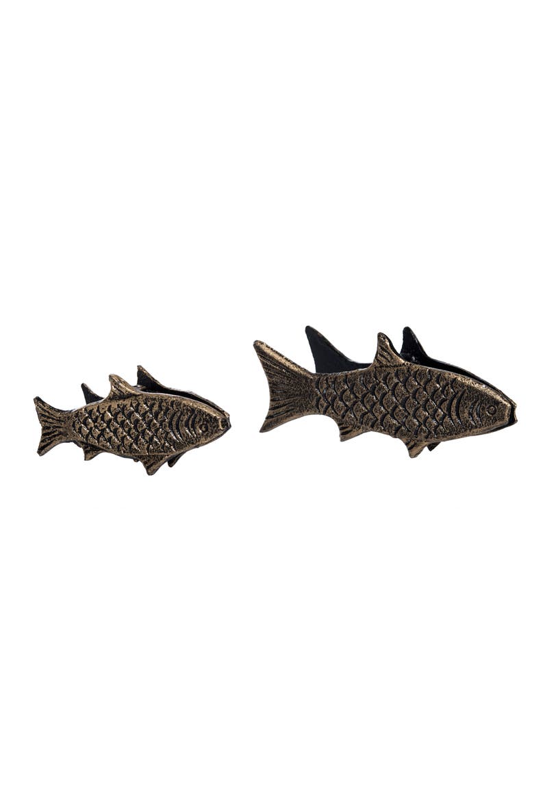 Iron Fish Clips Set of 2 Photo Frame Metallic for Spring Kitchen Storage and Decor, Main, color, Bronze