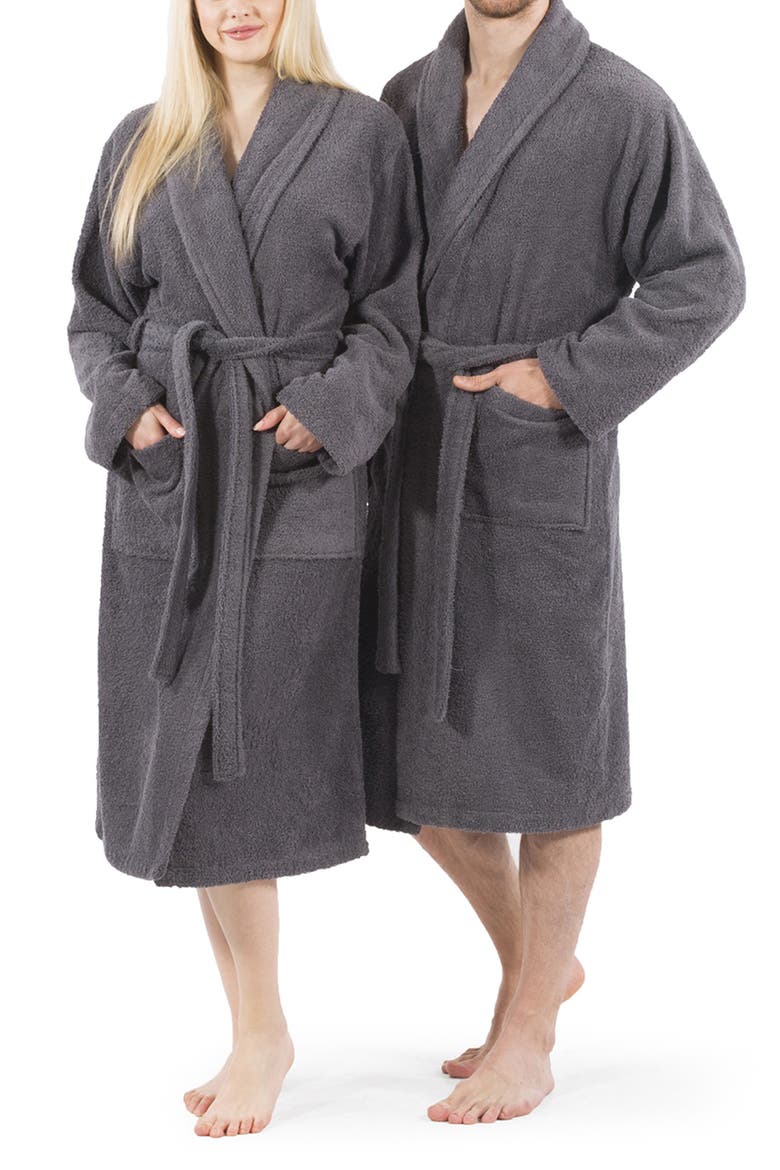 Unisex Terry Cloth Bathrobe, Alternate, color, GREY