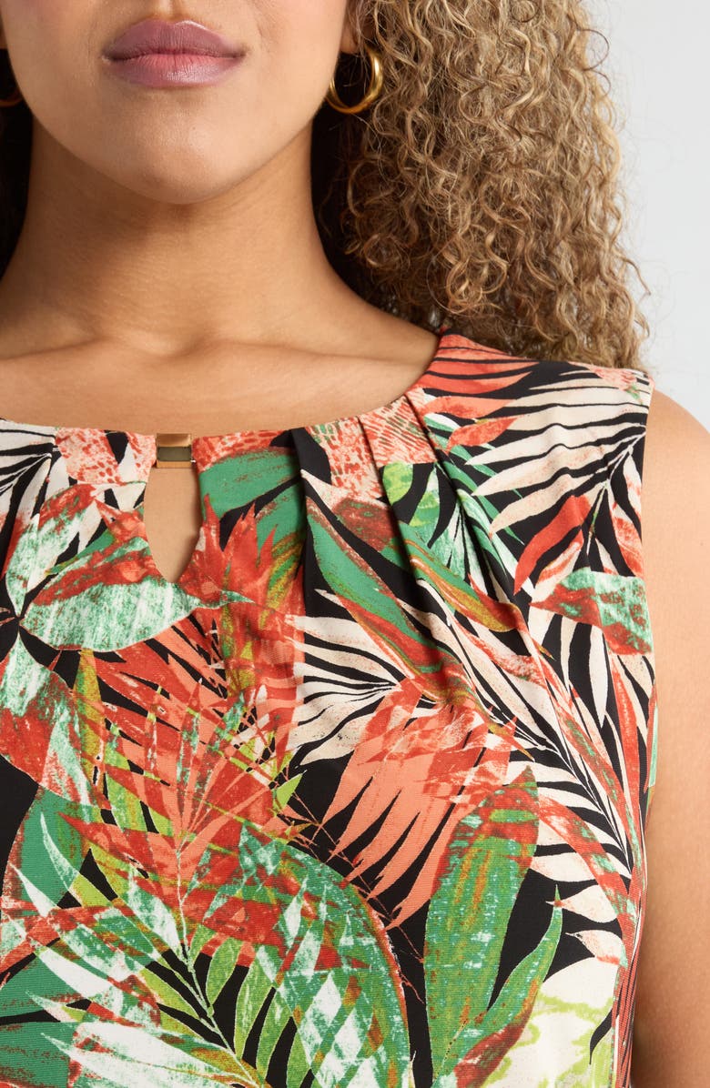 KASPER Leaf Print Sleeveless Top, Alternate, color, Black Multi