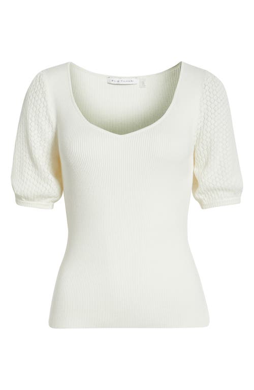 Shop Elie Tahari The Piper Rib Short Sleeve Sweater In Sky White