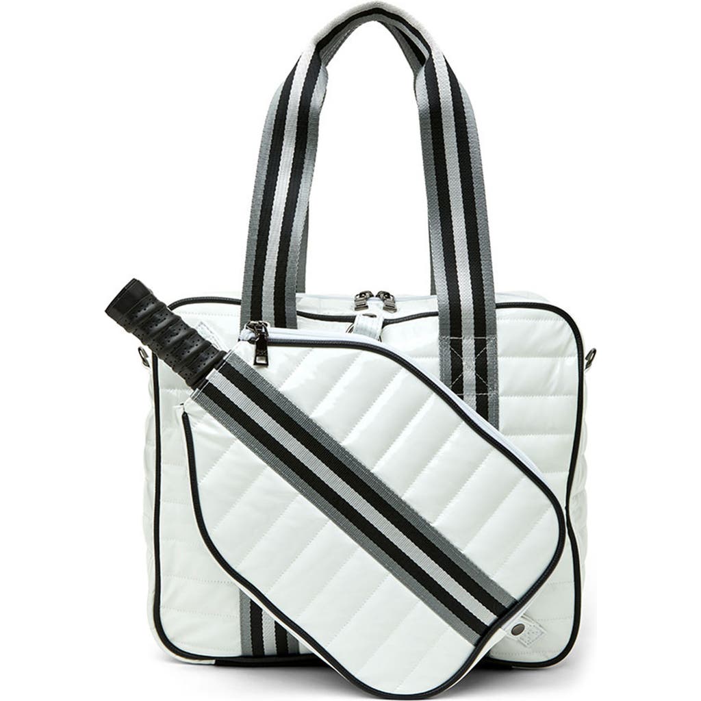 Think Royln Sporty Quilted Pickleball Bag In White Patent