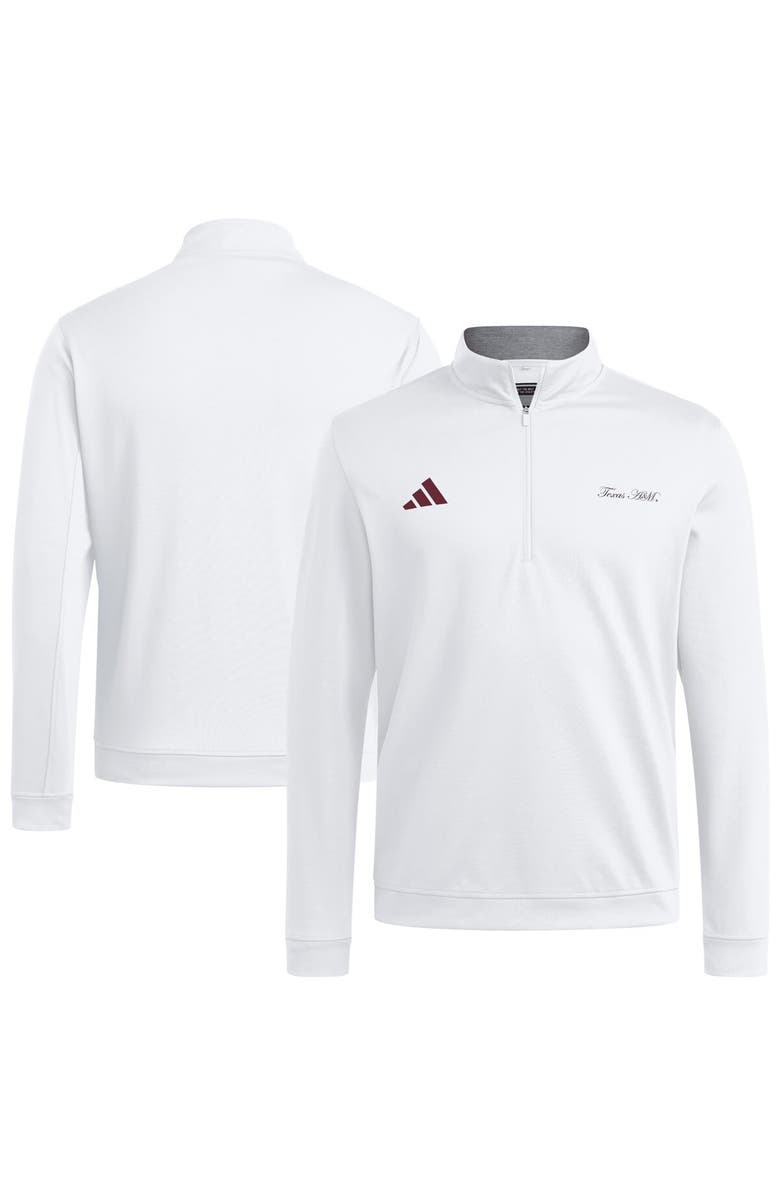 adidas Men's adidas White Texas A&M Aggies Elevated Quarter-Zip Jacket, Main, color, White