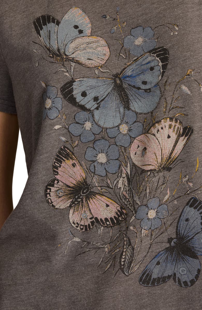 Lucky Brand Classic Floral Butterfly T-Shirt, Alternate, color, Castlerock