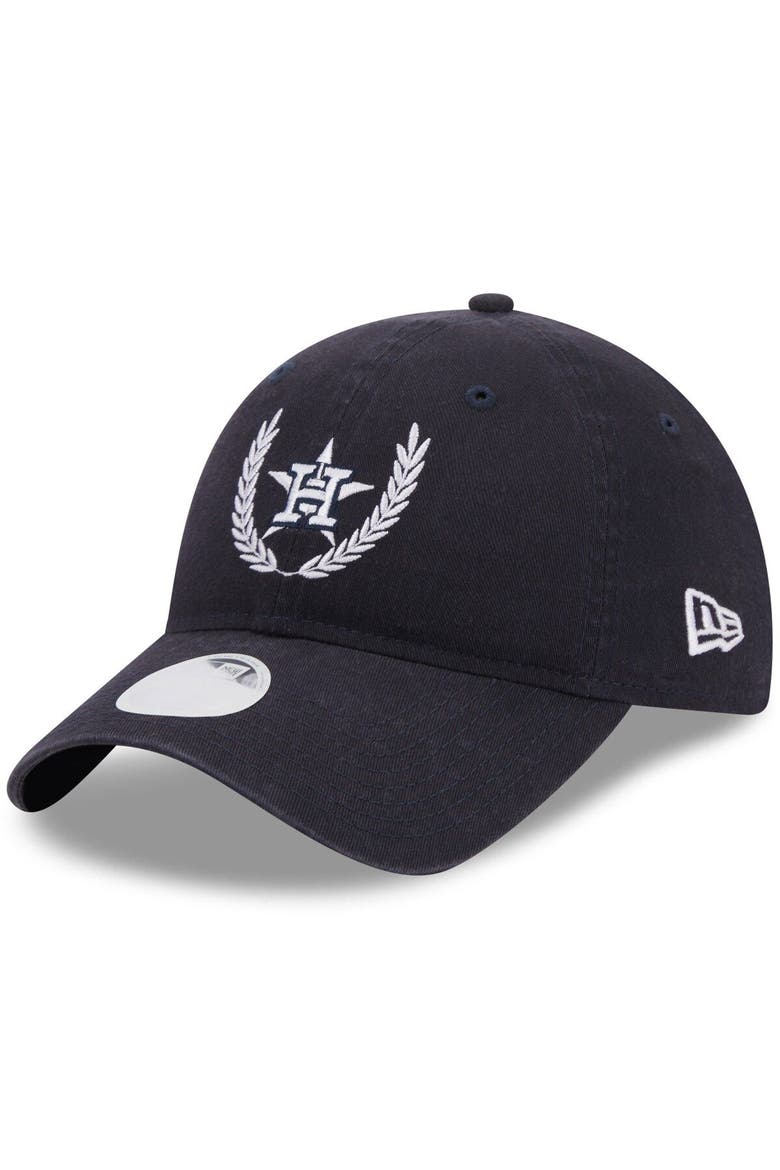 Women's New Era Navy Houston Astros Leaves 9TWENTY Adjustable Hat, Main, color, Navy