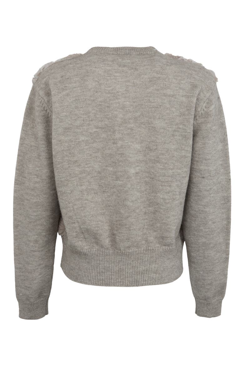 Flower Faux Fur Velour Cardigan, Alternate, color, GREY