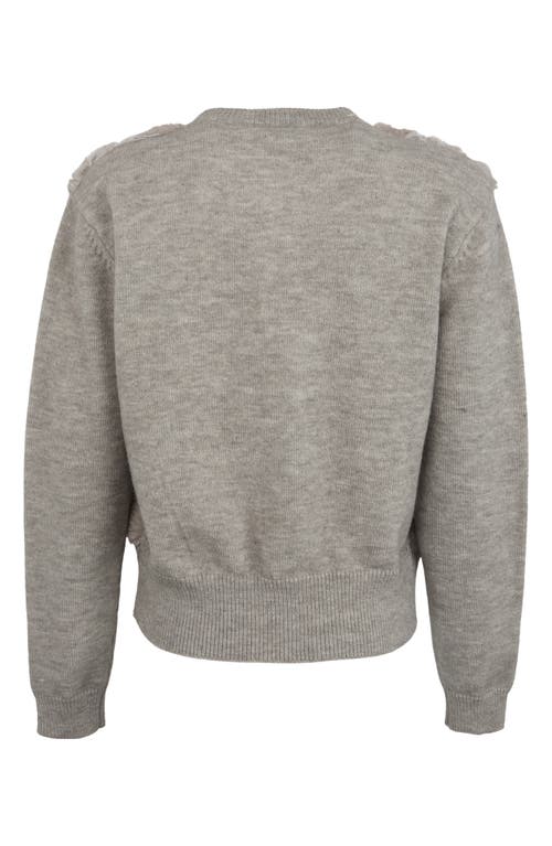 Saachi Flower Faux Fur Velour Cardigan In Gray