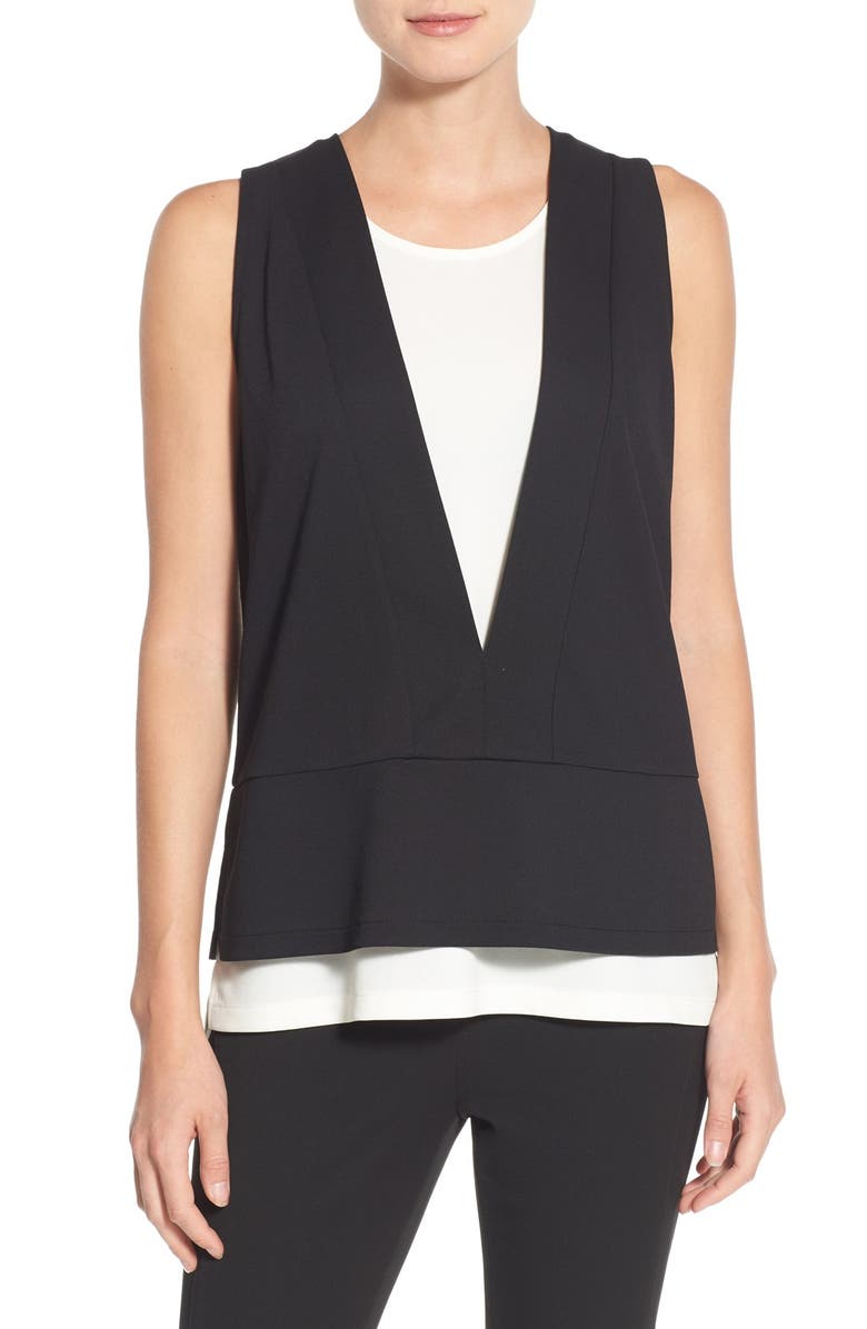 Halogen<sup>®</sup> Colorblock Double Layer Sleeveless Top, Main, color,