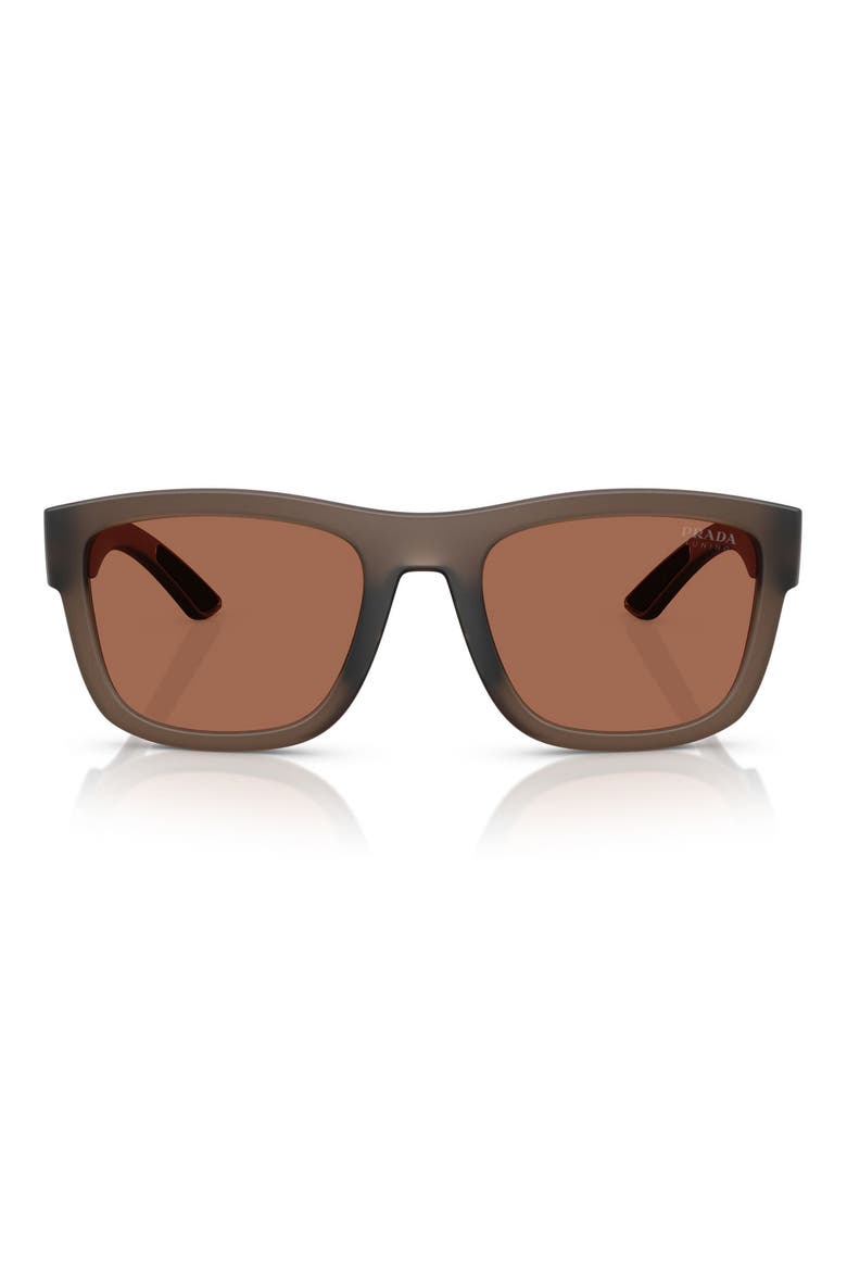 56mm Pillow Sunglasses, Main, color, TRANSPARENT BROWN / BROWN