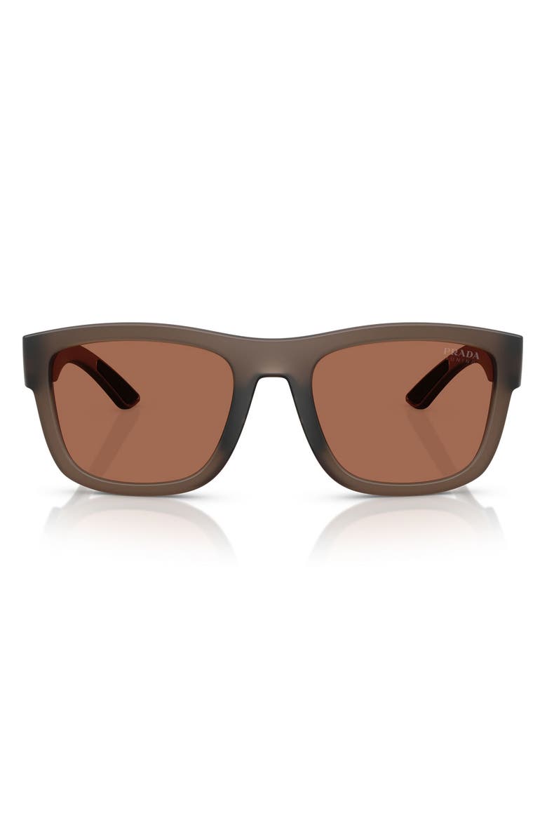 Prada Linea Rossa 56mm Pillow Sunglasses, Main, color, Transparent Brown / Brown