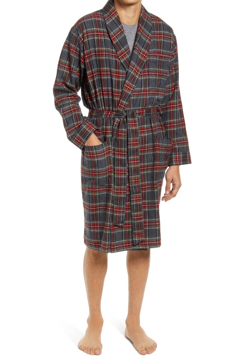 L.L.Bean Scotch Plaid Flannel Robe, Main, color,