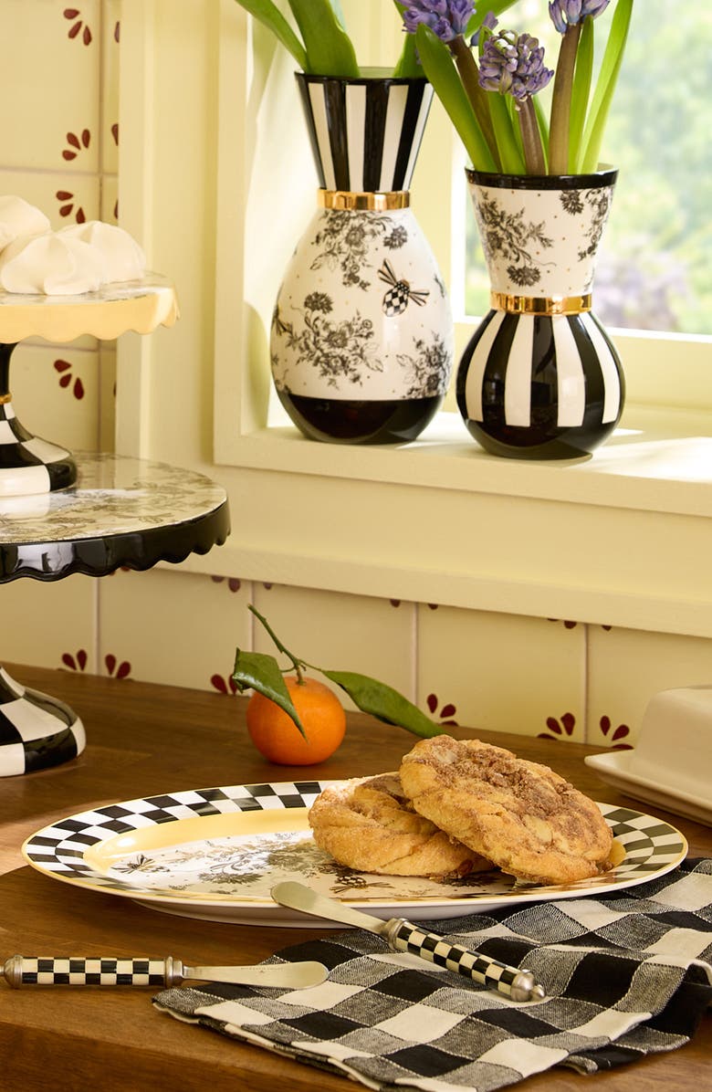 MACKENZIE CHILDS Bee Toile Oval Platter, Alternate, color, White