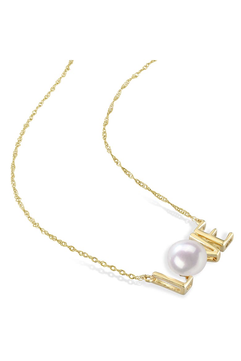 Cultured Pearl "LOVE/MOM" Necklace 10k, Alternate, color, LOVE