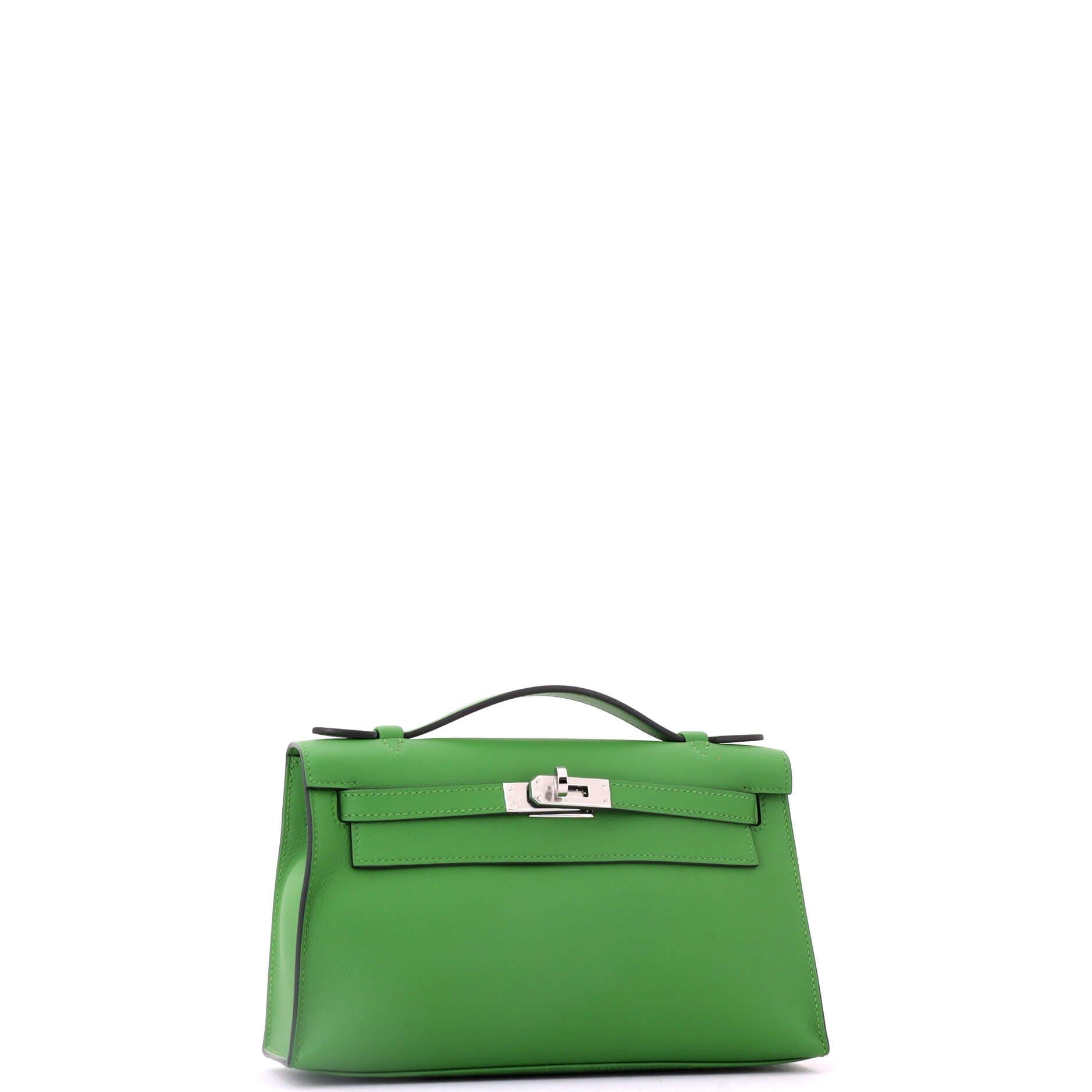 Pre-Owned Hermes Kelly Pochette Evercolor, Alternate, color, Vert Yucca