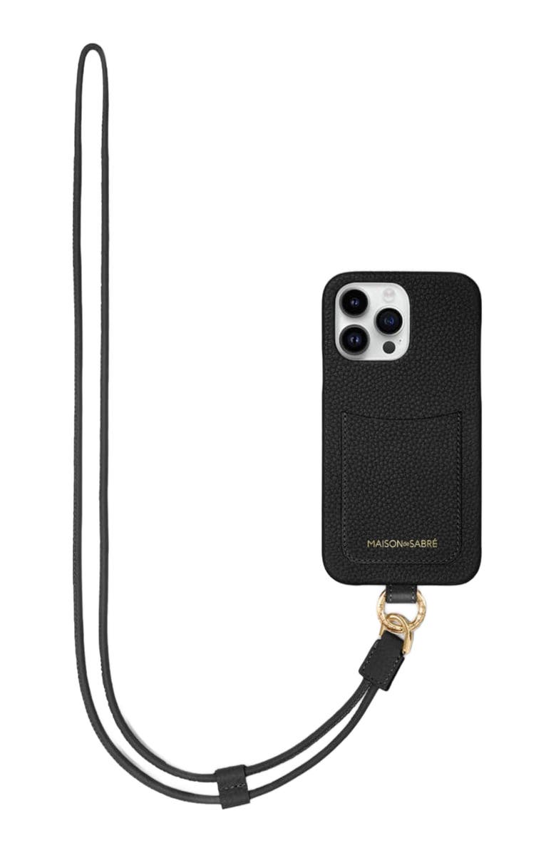 MAISON de SABRÉ Sling Phone Case, Alternate, color, Black Caviar