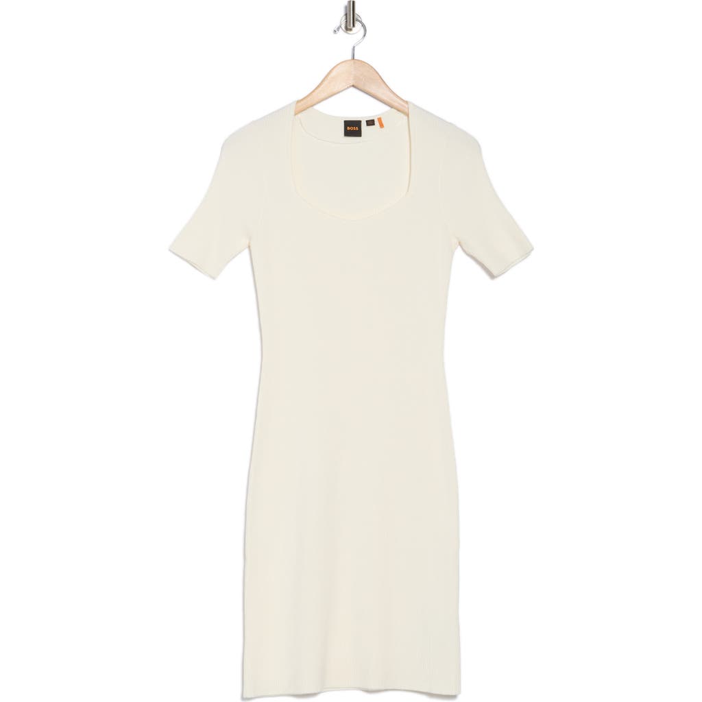 Hugo Boss Boss Orange Fesco Short Sleeve Dress In Soft Cream