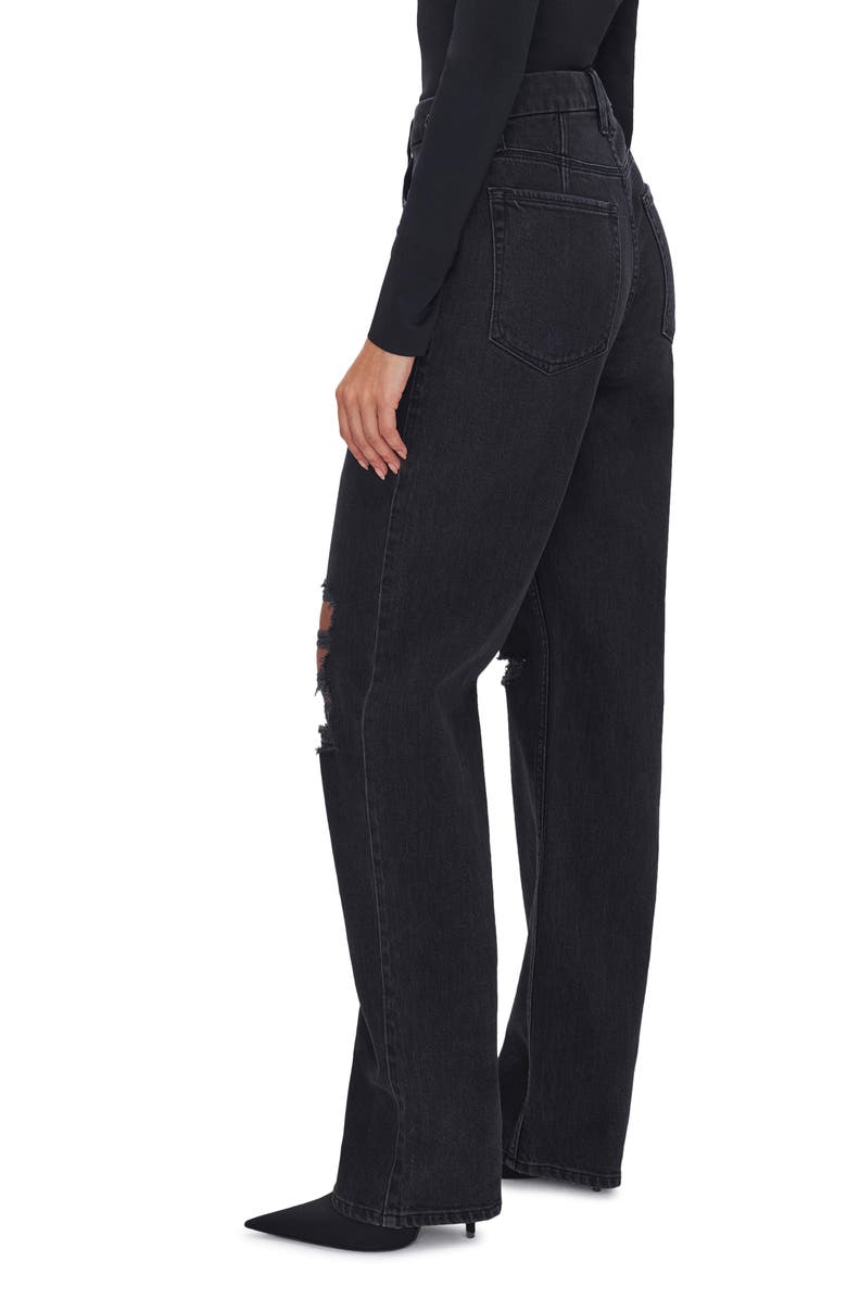 Good American Good '90s Ripped High Waist Relaxed Jeans, Alternate, color, 