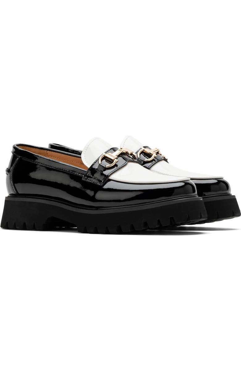 MARC NOLAN Ms. Boulevard Leather Bit Loafers, Alternate, color, Black/White Patent