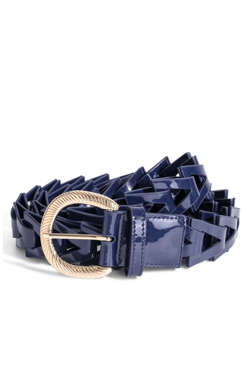 Triangle Loop Belt in Patent Leather, Main, color, Navy