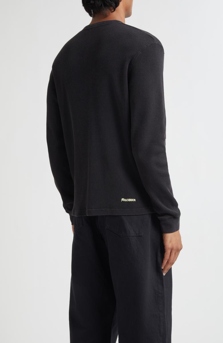 JW Anderson Long Sleeve Waffle Knit Henley, Alternate, color, Washed Black