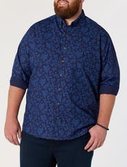 Harbor Bay by DXL Big & Tall Easy-Care Tonal Floral Sport Shirt V2