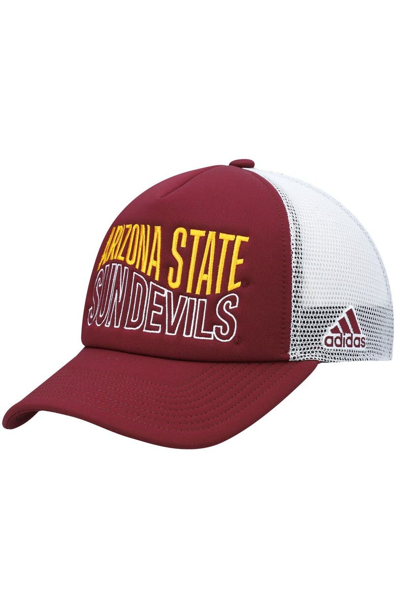 adidas Men's adidas Maroon/White Arizona State Sun Devils Wave Foam Trucker Snapback Hat, Main, color, Maroon