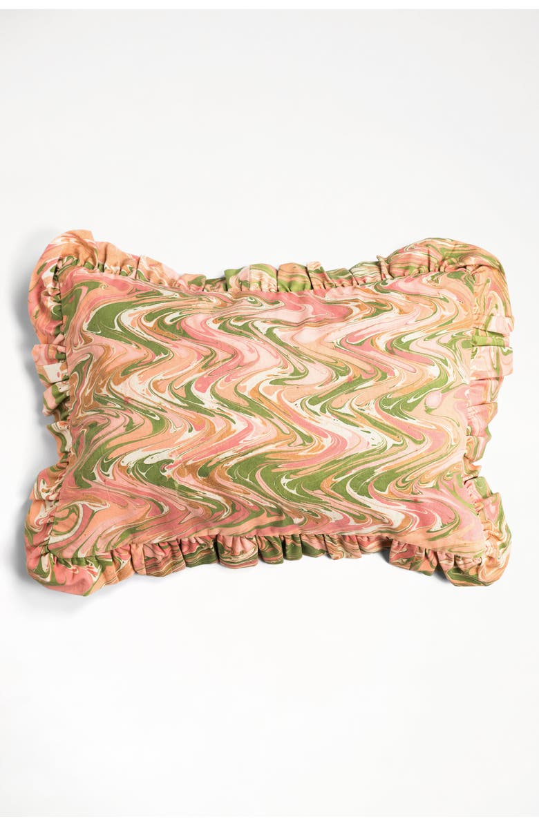 Inner Child Peony Bloom Ruffled Hand-Marbled Pillow - Cover Only, Main, color, Peony Bloom