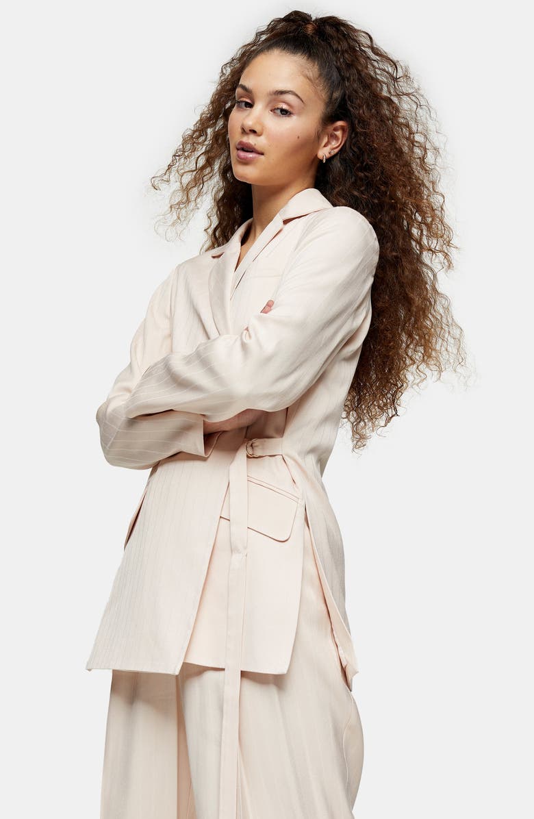 Topshop Self Stripe Jacquard Blazer, Alternate, color,