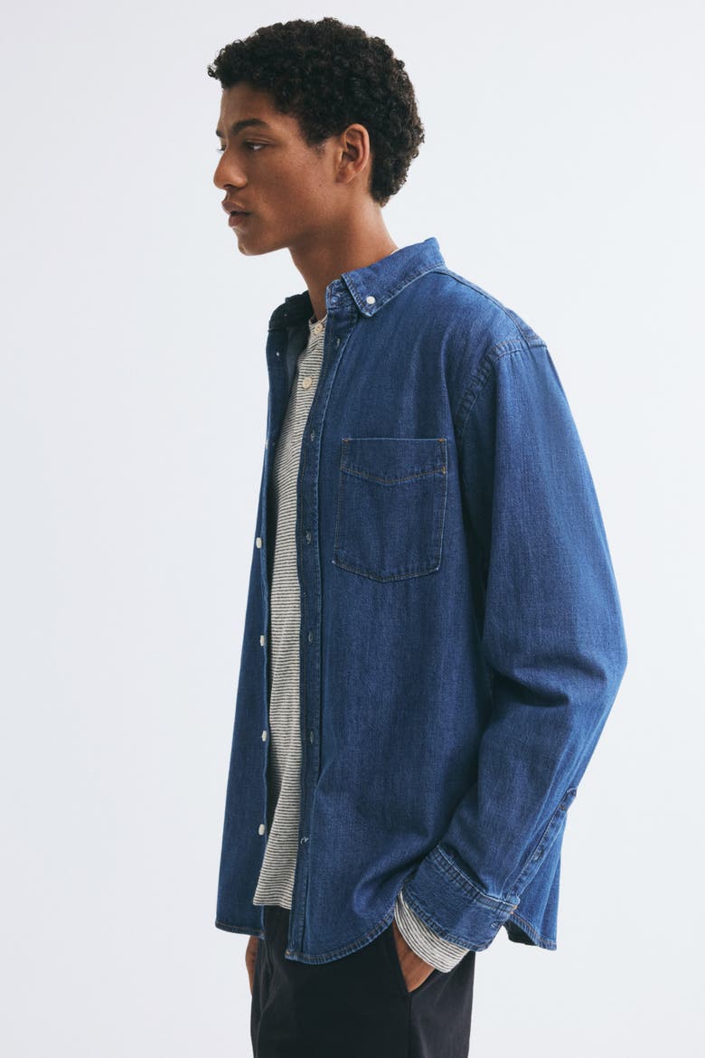 Regular-fit Denim Shirt, Alternate, color, Dark denim blue