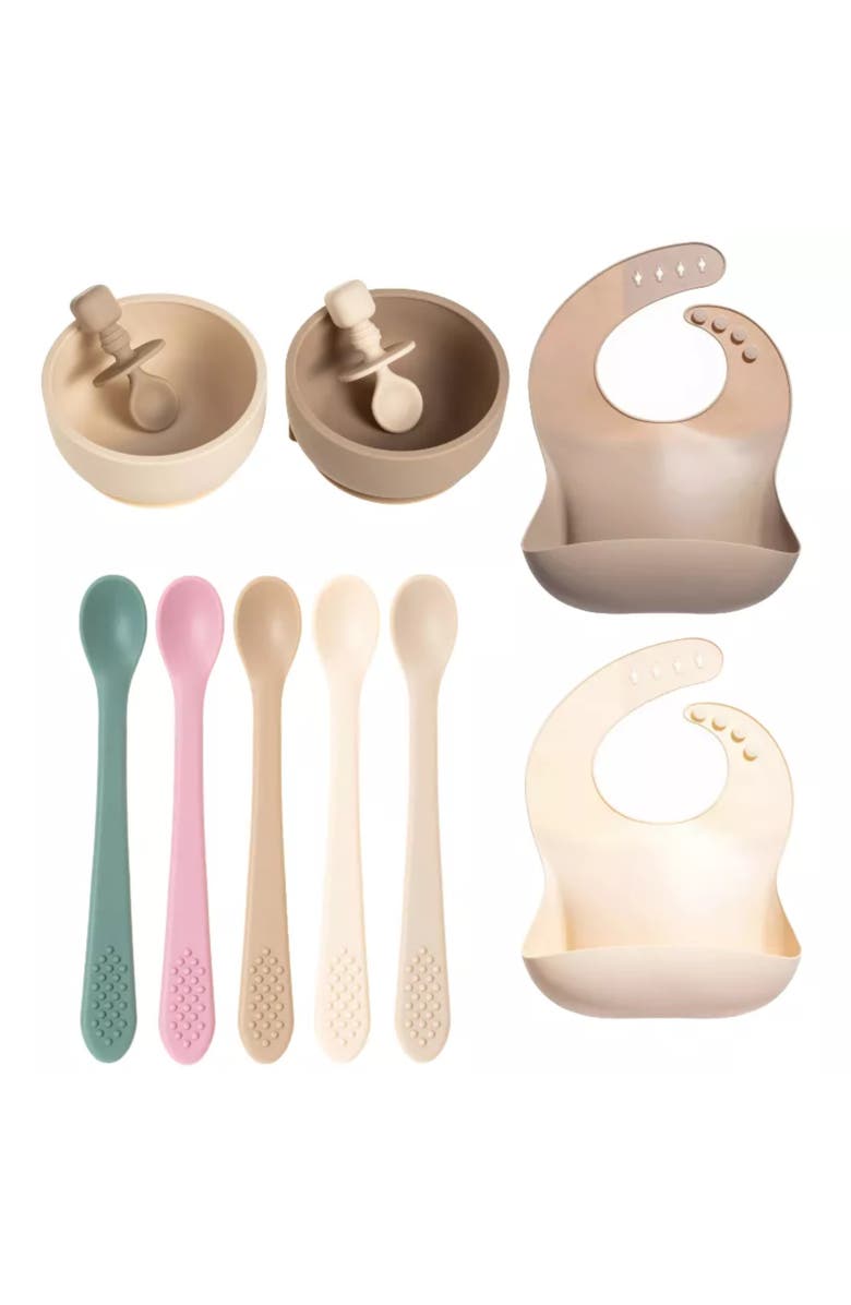 Sperric Silicone Baby Feeding Set 11-Piece, Alternate, color, Tan