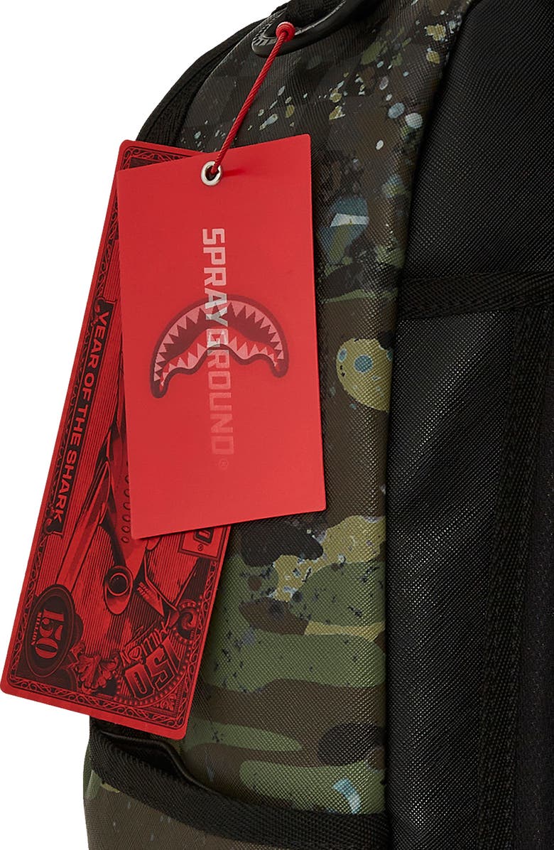 Sprayground Kids' Camo Splash Shark DLXSV Backpack, Alternate, color,
