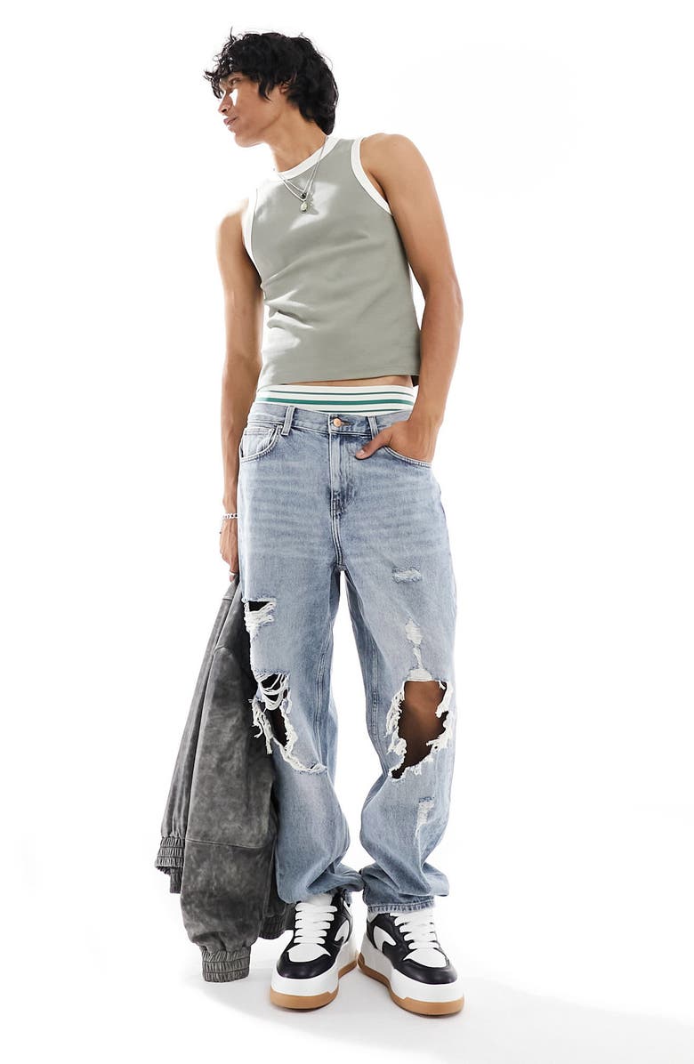 ASOS DESIGN Ripped Baggy Jeans, Main, color,