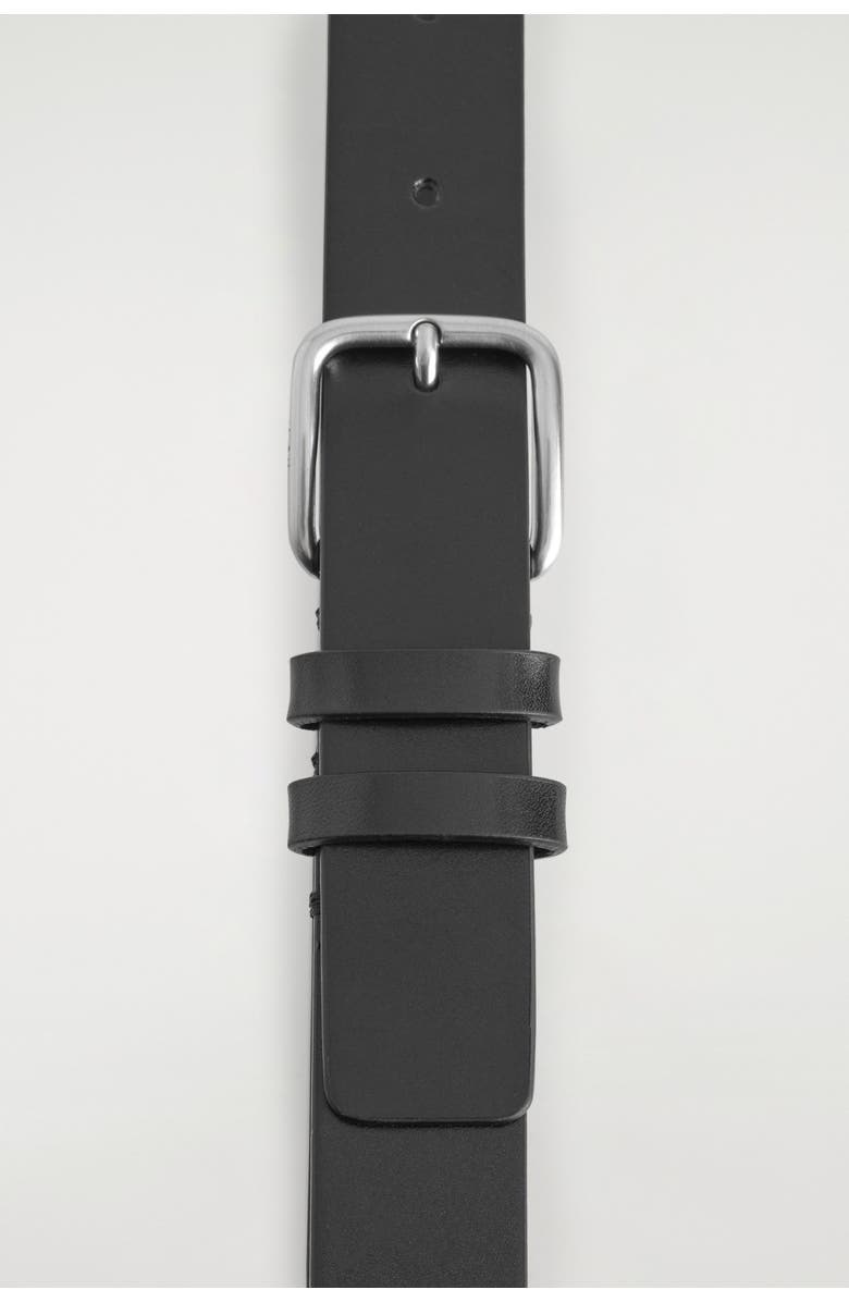 COS Classic Leather Belt, Alternate, color, Black / Silver