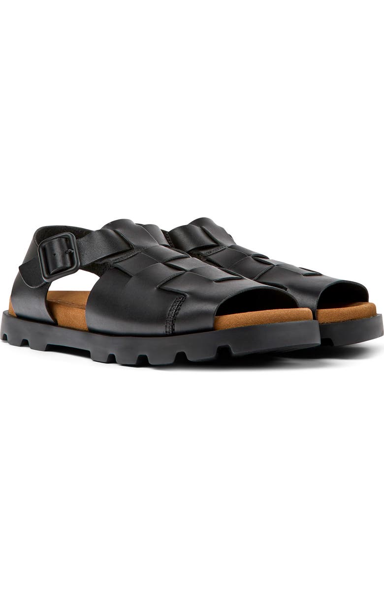 Camper Brutus Fisherman Sandal, Main, color, Black