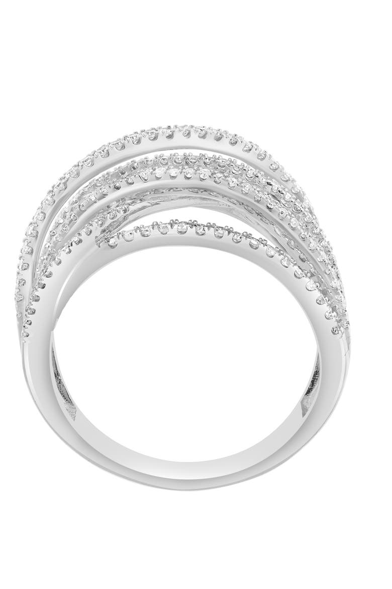 14K White Gold Diamond Openwork Crossover Ring, Alternate, color, 14K Gold