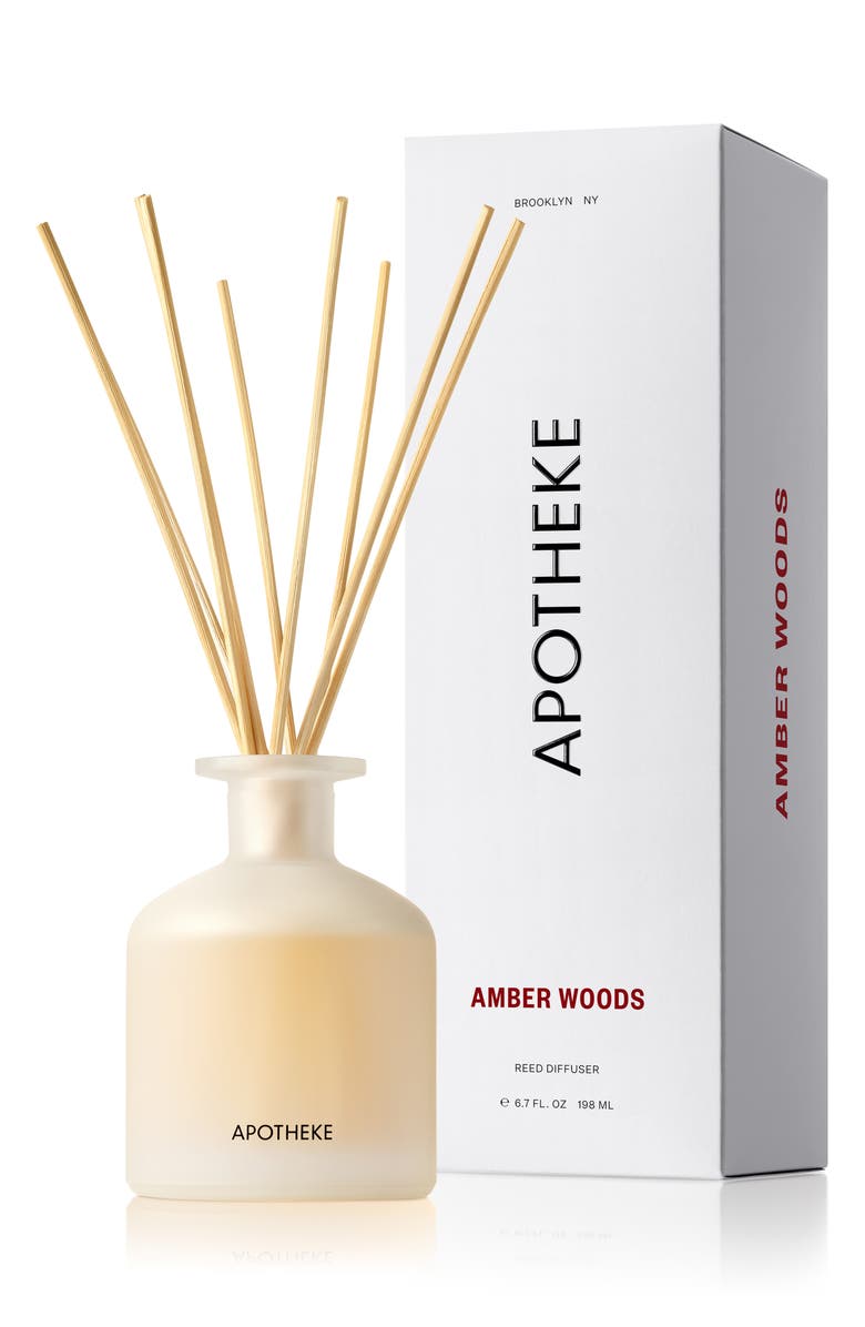 APOTHEKE Amber Woods Reed Diffuser, Main, color, White