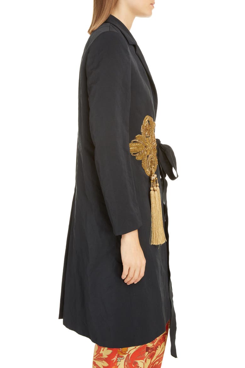 Richy Embroidered Tassel Cotton Blend Jacket, Alternate, color, BLACK