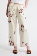 THE GREAT. The Easy Pant Embroidered Floral Cotton Crop Pants