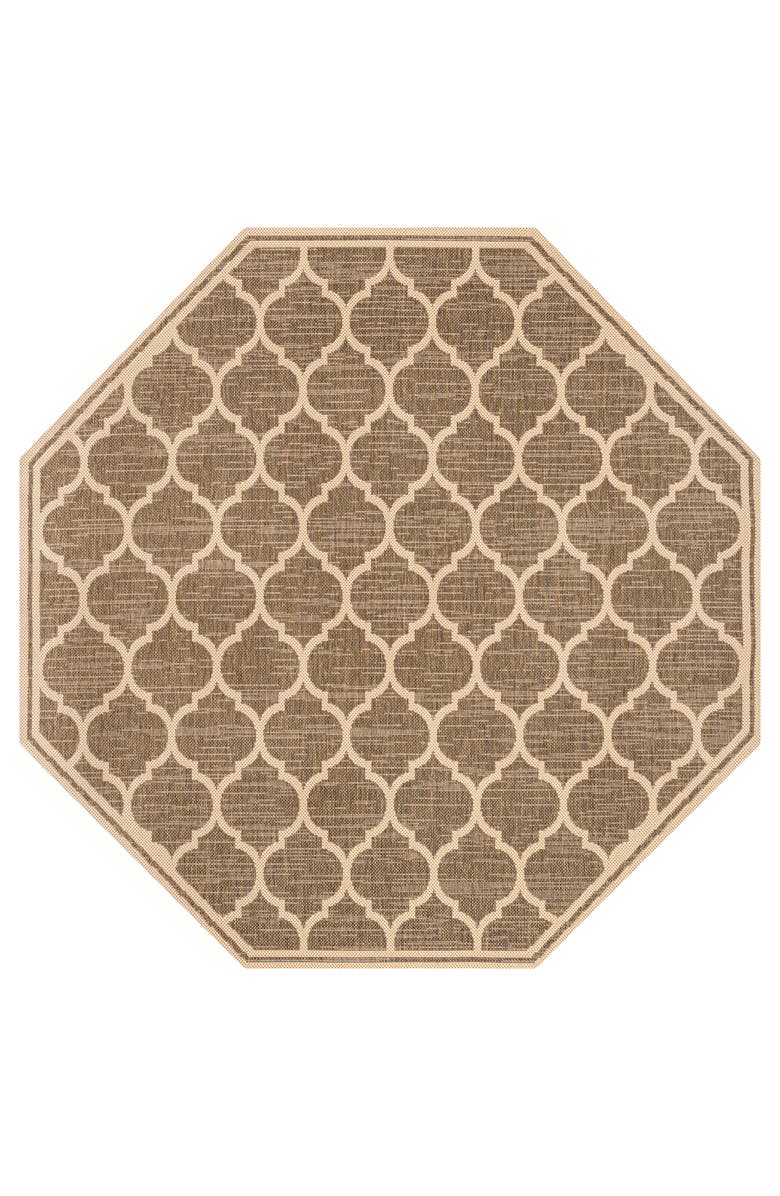 JONATHAN Y Trebol Moroccan Trellis Textured Weave Octagon Indoor/Outdoor Area Rug, Main, color, Brown/Beige