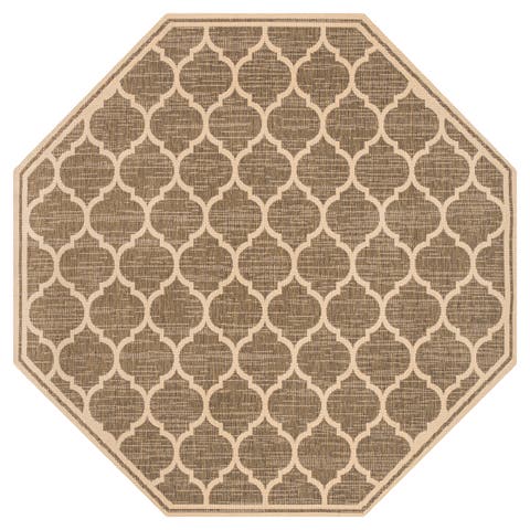 Trebol Moroccan Trellis Textured Weave Octagon Indoor/Outdoor Area Rug