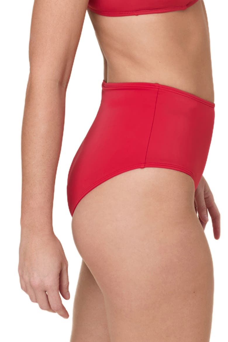 High Waist Bikini Bottoms, Alternate, color, CHERRY RED