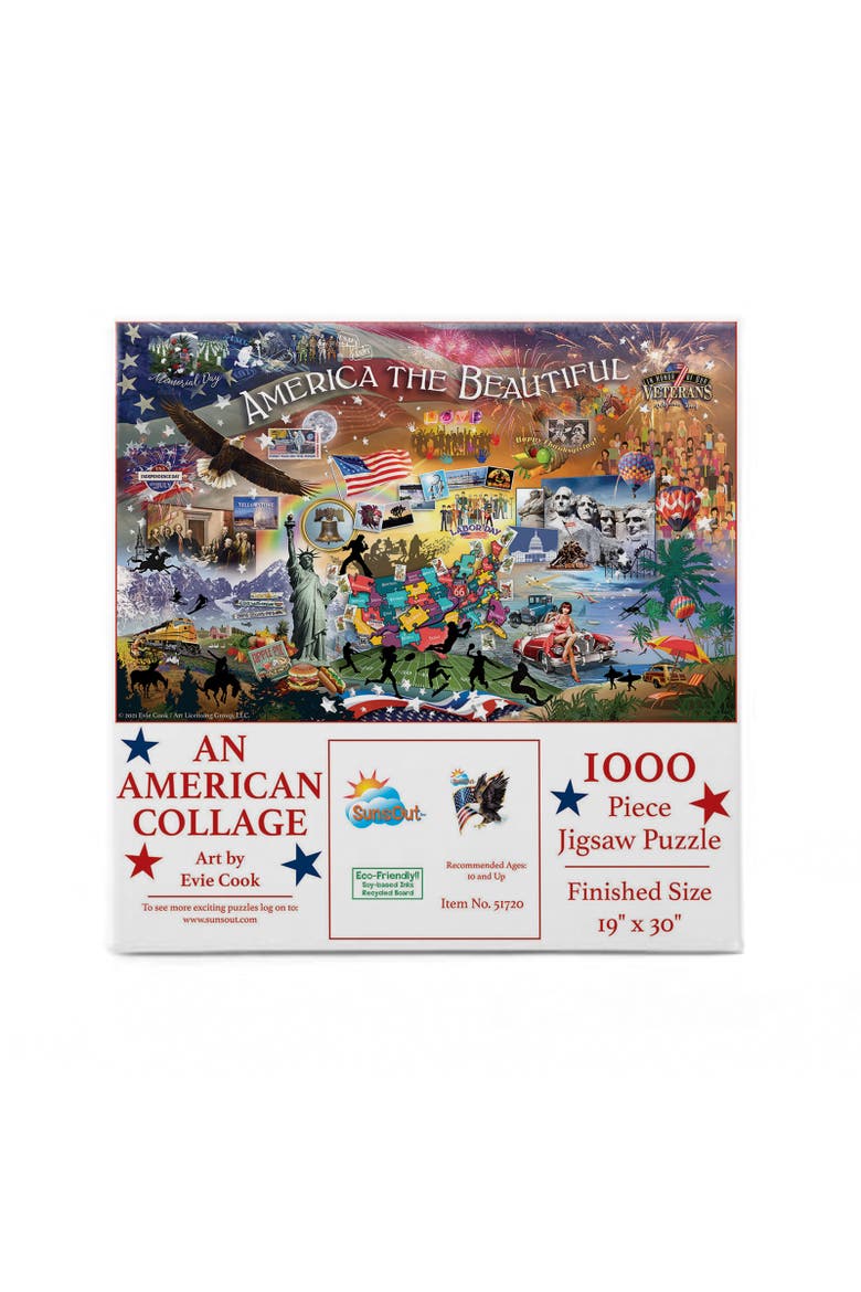 An American Collage 1000 piece Jigsaw Puzzle for Adults, Alternate, color, Multicolor