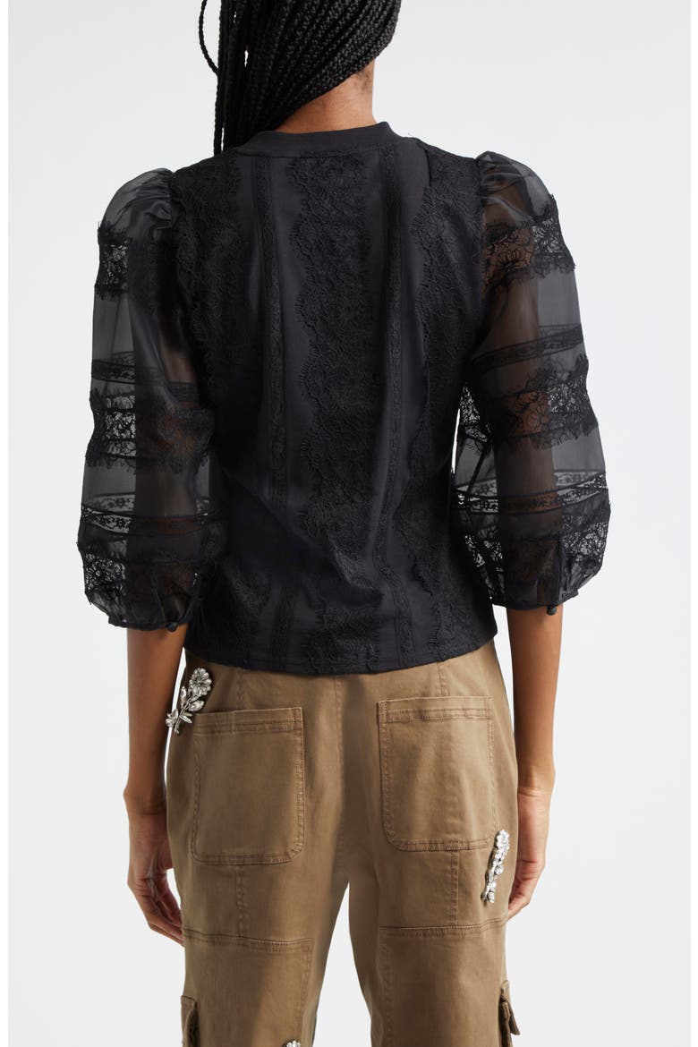 Stefania Lace Trim Shirt, Alternate, color, BLACK