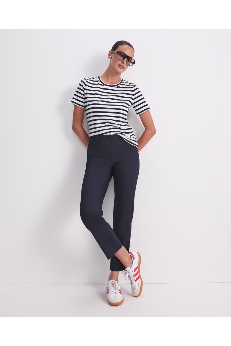 Perfect Crew Neck T-Shirt, Alternate, color, Navy/White