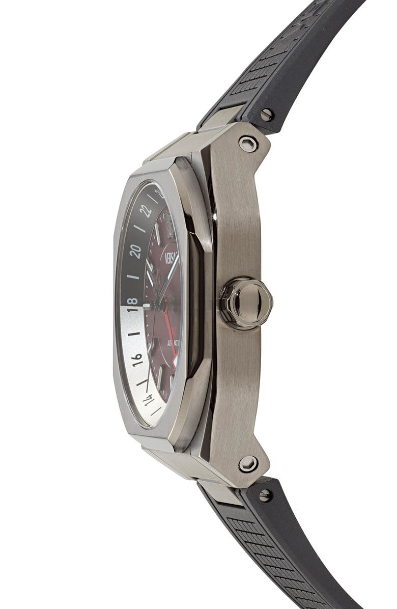 Versace V-Contempo GMT Silicone Strap Watch, 40mm, Alternate, color, Ip Gunmetal