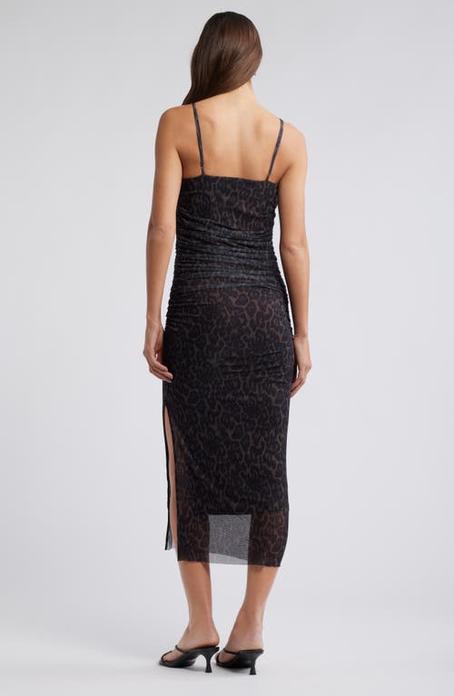 Open Edit Shirred Mesh Midi Dress
