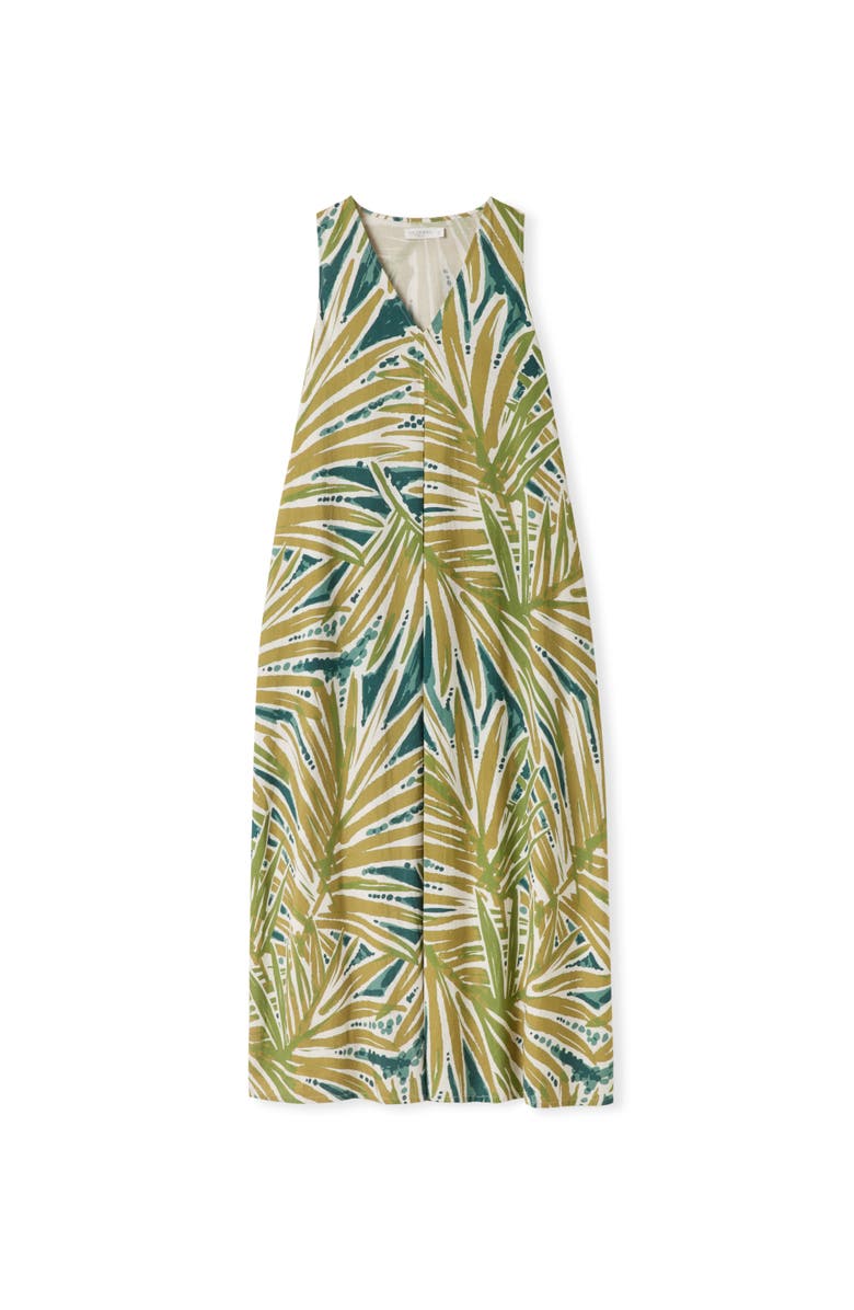 Celtic & Co. Sleeveless V-Neck Linen Maxi Dress, Alternate, color, Palm Print