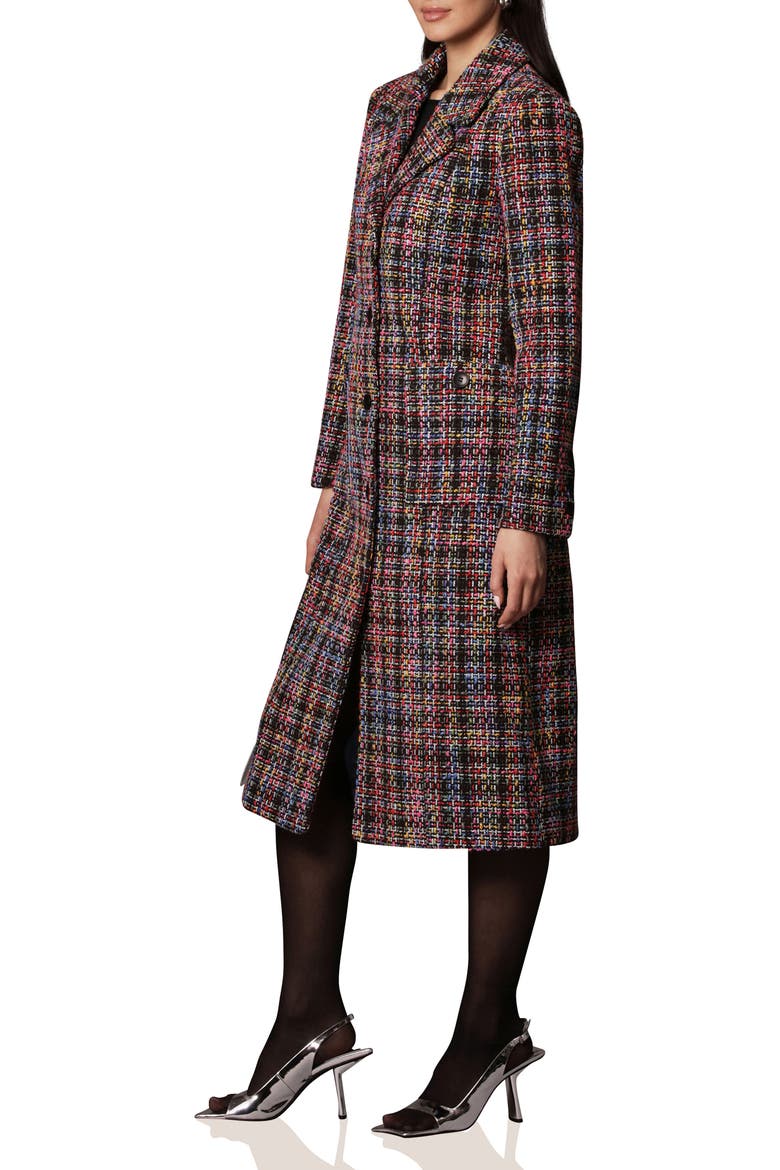 Tweed Longline Coat, Alternate, color, BLACK MULTI